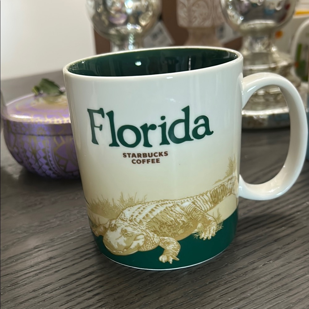 Starbucks Been There Series Florida Collector's Mug Green and Gold Accents